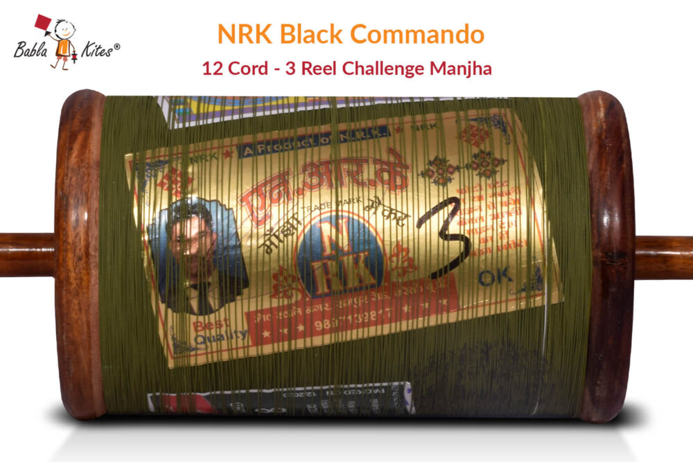 Original NRK Black Commando 12 Cord Challenge Manjha (3 Reel) + Free Shipping